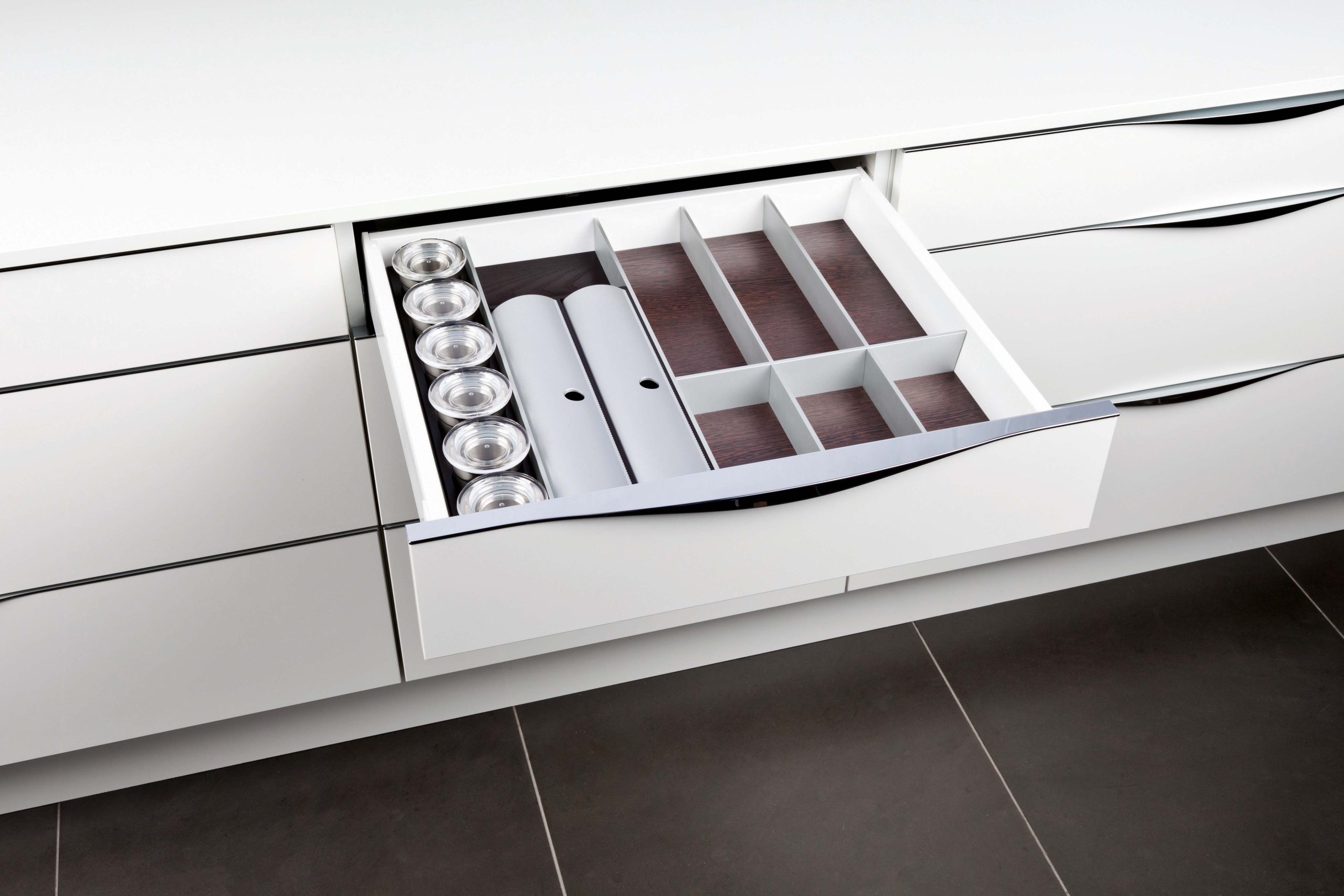 Besteckeinsatz Schubladensystem Gewürzdosen Folienhalter